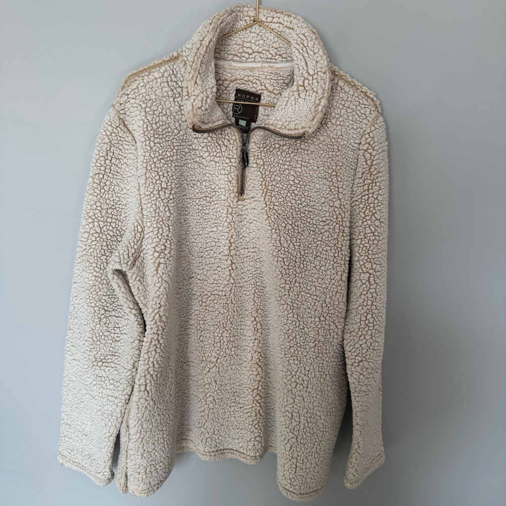 ROPER Women's 1/4 Zip Pullover Sweater SHERPA Cream Size LARGE